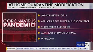 Alabama shortens home quarantine for some COVID-19 contacts