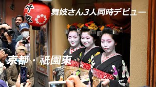 京都・祇園東で舞妓さん3人が同時デビュー（2023年10月3日　京都市東山区）　Three maikos debut at the same time in Kyoto