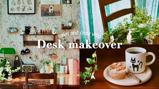 Desk makeover✨ | Ghibli desk tour, vintage interior, self painting, home cafe, cozy & aesthetic vlog