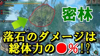 サンブレイク密林の落石は総体力の何％ダメージなのか検証してみた　モンハンライズMHRise