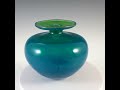 20thcenturyglass.com signed mdina maltese blue u0026 yellow vintage glass squat vase