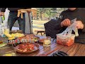 happy family camping with puppy korean kimchi making and eating show