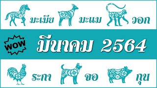 #ดวงรายเดือน #มีนาคม 2564 (มะเมีย, มะแม, วอก, ระกา, จอ, กุน) #ดูดวงตามปีนักษัตร #ดวงนักษัตรมีนาคม