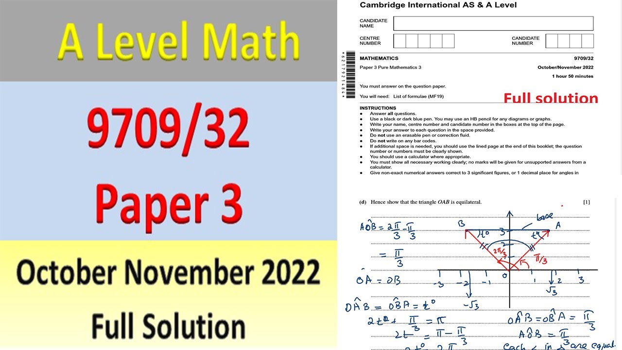 A Level Pure Maths Paper 3 9709/32 October November 2022 ,9709/32/o/n ...