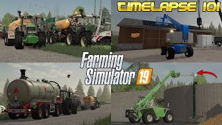 STIRRING \u0026 SPREADING slurry XXL! 💩🚜💨 Building a new HAY DRYER? 🏗️🤔 | [FS19] - Timelapse #101