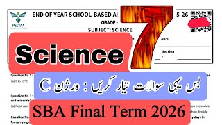 Grade 7 Science Paper Version C Final Term 2026 Sba School Based ...