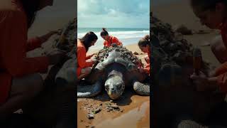 Shocking Discovery! Cleaning and Saving a Giant Turtle on the Beach