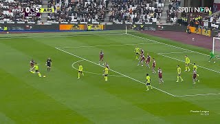 Odegaard and Saka's reaction after Declan Rice scored a stunning long-range goal vs West Ham 🤯🙆‍♂️