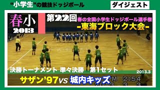 【ドッジボール】第22回東海ﾌﾞﾛｯｸ大会 準々決勝(1set) サザン’97vs 城内キッズ