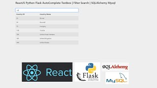 ReactJS Python Flask AutoComplete Textbox | Filter Search | SQLAlchemy Mysql