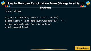 How to Remove Punctuation from Strings in a List in Python