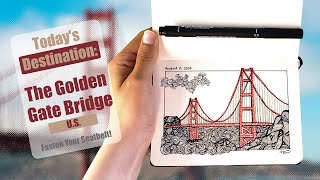 The Golden Gate Bridge, San Francisco - California - Sketch and Doodle with Ray