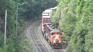 EMD SD75Is Lead Local Train CN 521 thru Halifax, NS Rock Cut near Ocean Terminals Yard