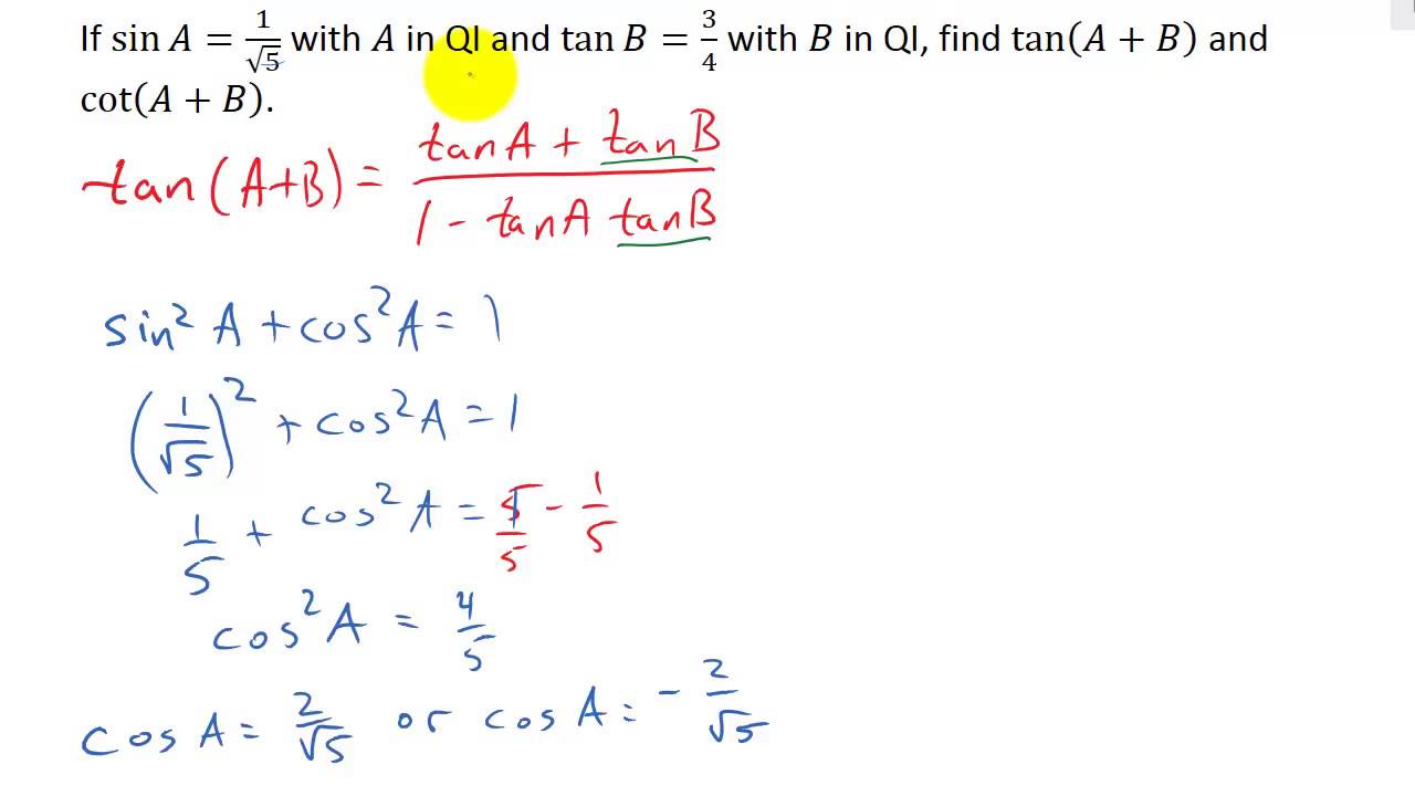 Sum And Difference Identities Examples