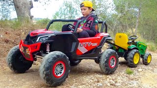 Artem Plays Toys Tractor kids Sportbike Funny Compilation video for kids