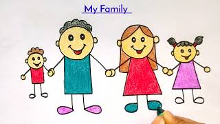 my family drawing|family drawing easy|family drawing 4 members