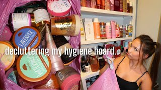 DECLUTTER MY HYGIENE HOARD WITH ME | giving + throwing away my collection