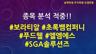 보라티알, 푸드웰, 초록뱀컴퍼니, 엘엠에스, SGA솔루션즈ㅣ분석 적중