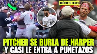 PITCHER SE BURLA DE BRYCE HARPER Y CASI LE ENTRA A TROMPADAS EN EL JUEGO, JAKE BIRD & HARPER - MLB