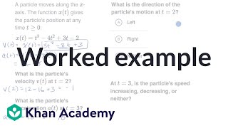 Worked example: Motion problems with derivatives | AP Calculus AB | Khan Academy
