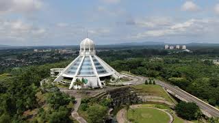 Aerial Drone Video of The DBKU Cat Museum Building at Petra Jaya, Kuching