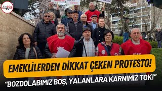 Emeklilerden dikkat çeken 'aylık' protestosu! "EMEKLİLERİ YOKSULLUĞA MAHKUM EDENLERE OY YOK"