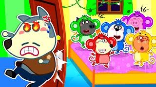 Five Little Monkeys Jumping On The Bed - Monkey Dance Song | Baby Wolfoo Kids Songs \u0026 Nursery Rhymes