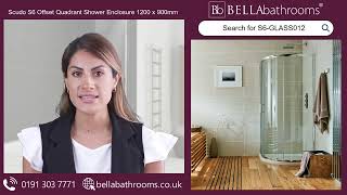 Scudo S6 Single Door Offset Quadrant Shower Enclosure 1200 x 900mm - Available at Bella Bathrooms