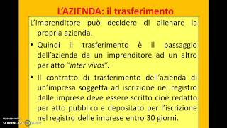 L' AZIENDA, IL TRASFERIMENTO E I SUOI EFFETTI