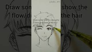easy way to draw hair(tutorial to draw anime male hair) #howtodraweasy #shortsvideo #animeart