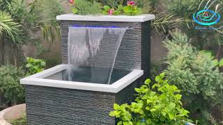 Fiber Glass Waterfall With Flower Planter On Top | Indoor Fountain | Portable Garden Fountain