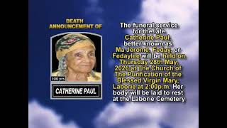 Catherine Paul ~ Short Obituary