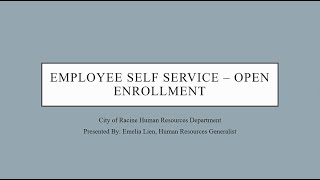 Employee Self Service Open Enrollment Webinar