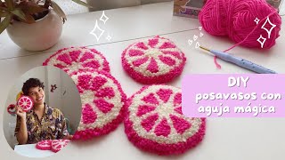 Como hacer posavasos con aguja magica / punch needle