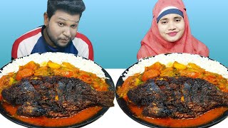 Spicy Fish Curry And Fish Grill With Rice Eating Challenge, Eating Competition,R+B Vlog