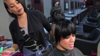 Top Knot Bun And Chinese Bang Freetress Equal Swirl Bang