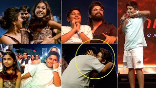 Allu Arjun Childrens Allu Ayaan \u0026 Allu Arha CUTE Visuals At Pushpa 2 Event | Sreeleela | Filmylooks