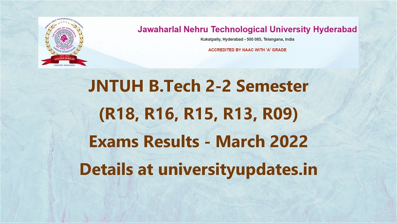 JNTUH B.Tech 2-2 Results - March 2022 - YouTube