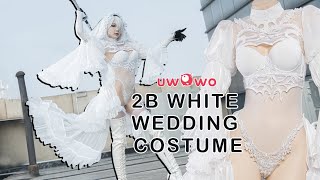 Uwowo Nier: Automata 2B White Wedding Dress Bride Cosplay Costume