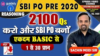 SBI PO 2020 (Prelims) | Reasoning by Sachin Modi Sir | Puzzle Tricks | 2100 Qs | Day 1