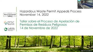 Hazardous Waste Permit Appeals Process Workshop - November 14, 2022