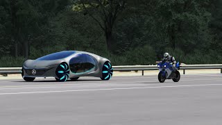 Yamaha YZF R1 2008 vs Mercedes-Benz Vision AVTR 2020 at Yatabe Test Track