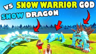 SNOW WARRIOR GOD vs SNOW DRAGON and ICE CASTLE SHINCHAN \u0026 CHOP in ANIMAL REVOLT BATTLE SIMULATOR