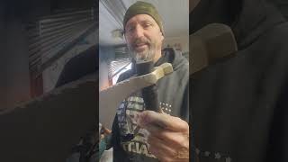 A quick video on doing a plumb brown finish on a tomahawk head by Mark McCoun