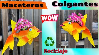 Cómo hacer un Macetero COLGANTE paso a paso con  material reciclado || Decoración de jardín