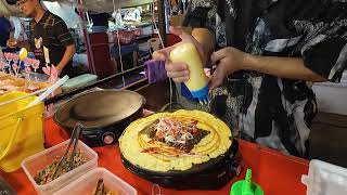 Laos Night Market Food! Surprising Omelette Rice Dish in Laos Capital-Vientiane, Asia