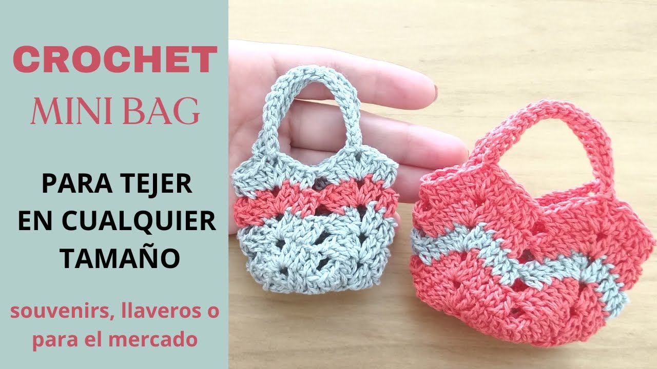 Crochet Mini Bolso Tejido Con Gancho | Souvenirs | Llaveros De Crochet ...