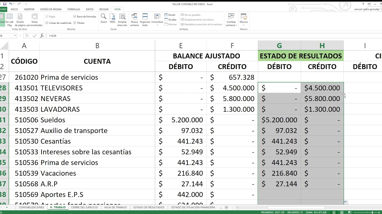 CÓMO HACER Una HOJA DE TRABAJO [Contabilidad] - YouTube