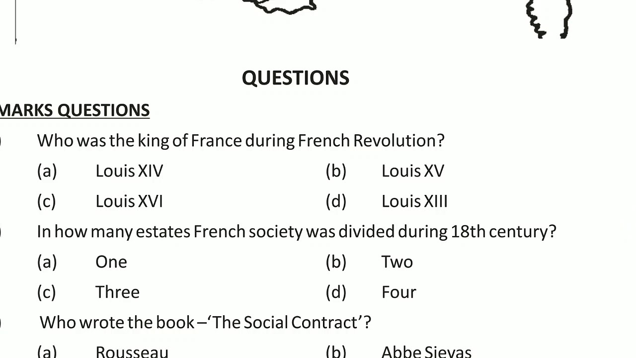 Class 9 History Chapter 1 Practice Question Paper 2021-22 The French ...