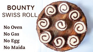 No-Bake Bounty Swiss Roll Recipe | No-Bake Chocolate Swiss Roll Recipe | Recipes by MasalaWali